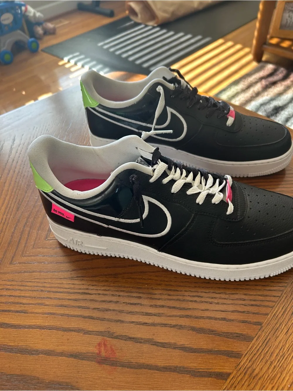 Nike Black & White Low-Top Sneakers with Pink Accent
